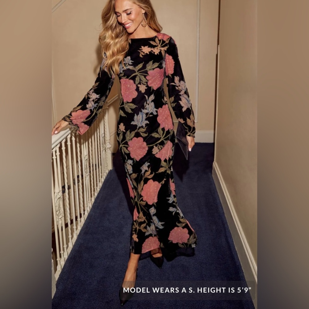 Velvet floral sleeved VICI dress